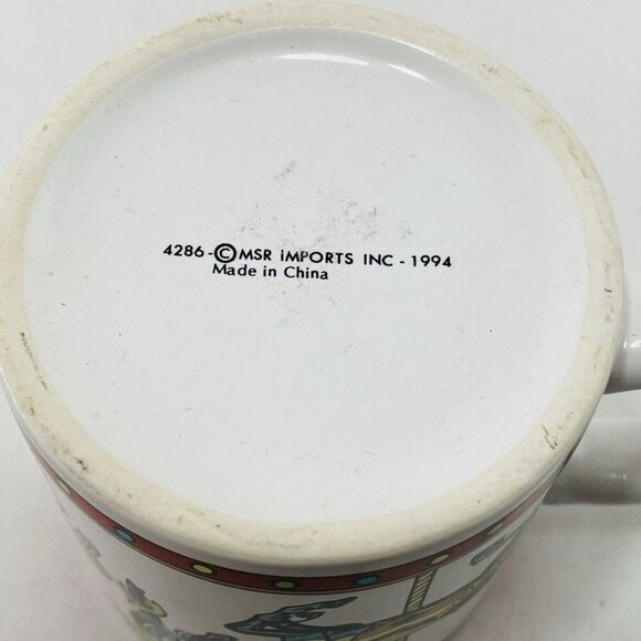 Vintage Msr Imports Christmas Mug Carousel Horses Circus Playground Ceramic 1994 - Picture 11 of 11